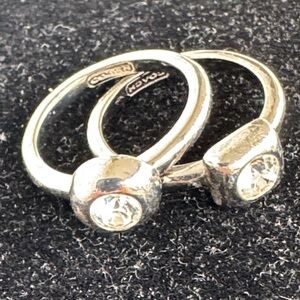 2 stackable Coach Silver Crystal Accent Double Rings